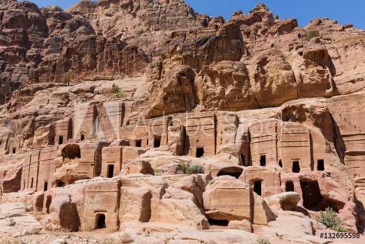 Picture of Group of caves and tombs in Petra Jordan